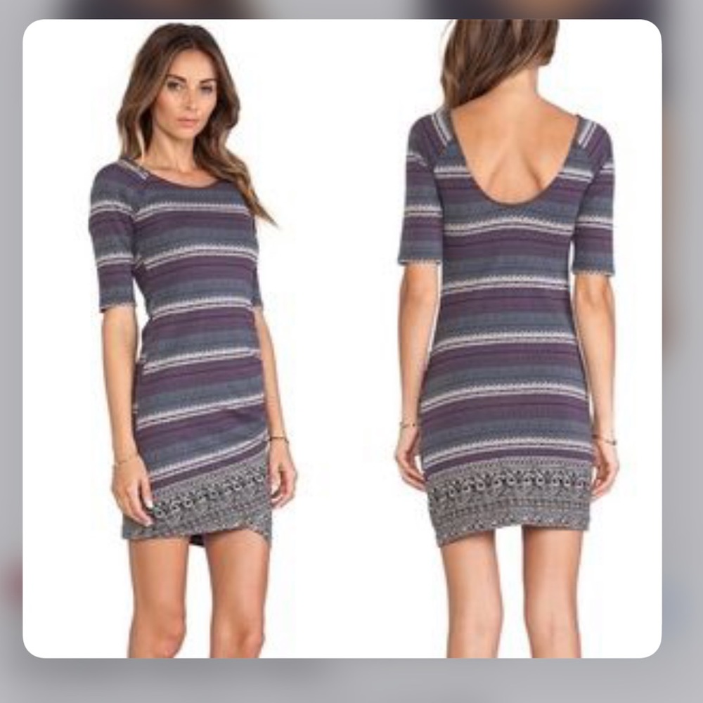 Free People Striped Purple and Blue Knit Bodycon Dress - Picture 8 of 13